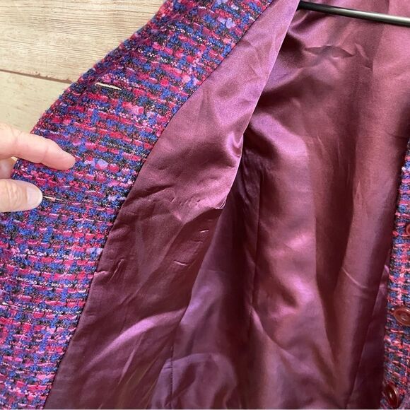 APPLESEEDS TEXTURED TWEED BLAZER IN RED AND PURPLE‎ - Picture 7 of 7